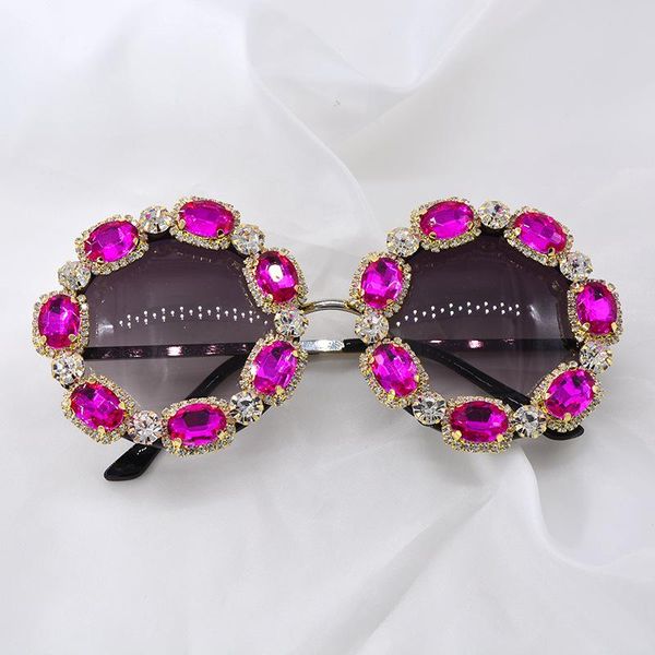

sunglasses fashion diamond women round crystal shades purple color female eyewear handmade ladies bling sun glasses gafas oculos, White;black