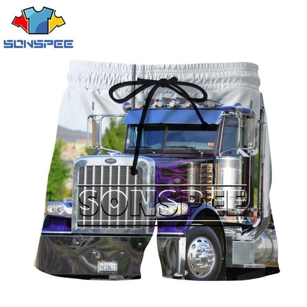 

men's shorts sonspee truck for men woman transportation car fashion retro harajuku funny oversized lacing sport, White;black