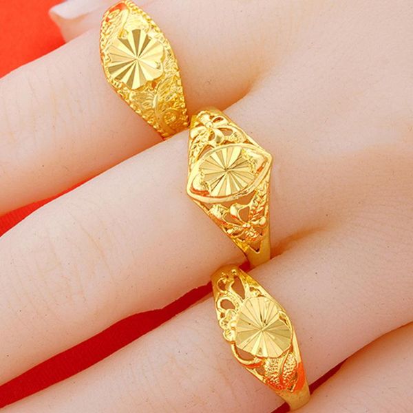 

wedding rings 1pcs gold color adjustable finger ring for women girl fashion open band hollow carved webbing, Slivery;golden