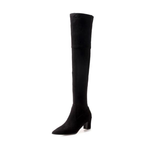 

boots big size 10 11-17 thigh high knee over the women ladies boots shoes woman winter pure, Black