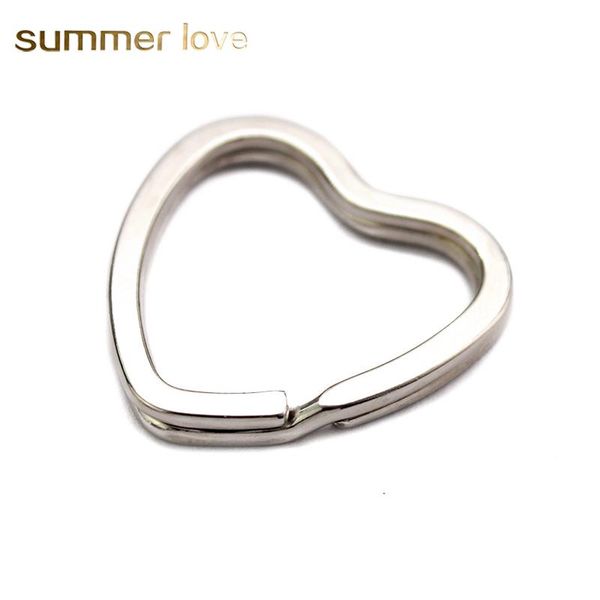 

keychains 20 pcs /lot dia 32mm metal key holder split rings keyring love heart silver cute keychain keyfob accessories wholesale