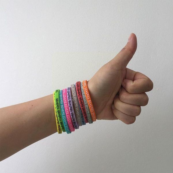 

bangle soft silicone 12pcs/set multiplication tables bracelet wristband aids math education for kids toy teaching learn presc d6v2, Black
