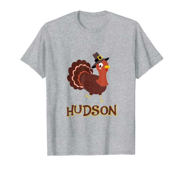 

hudson thankful thanksgiving personalized turkey kids t-shirt, White;black