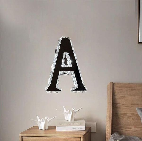 

wall lamp creative letter a led crystal light bedside bedroom night lighting fixture birthday/wedding gifts