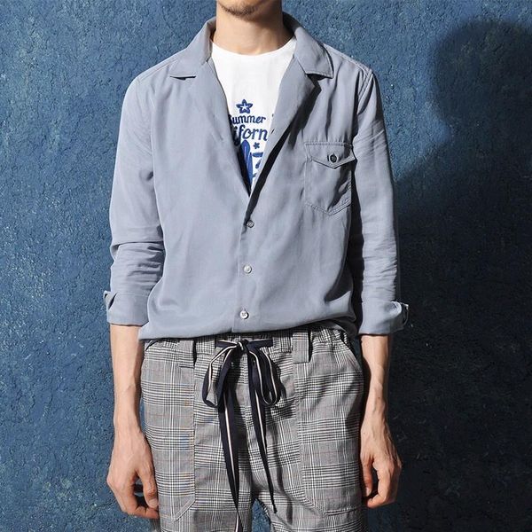 

men's casual shirts clothes men 2022 vintage long sleeve shirt office mens simple loose fit fashion solid color elegant male, White;black