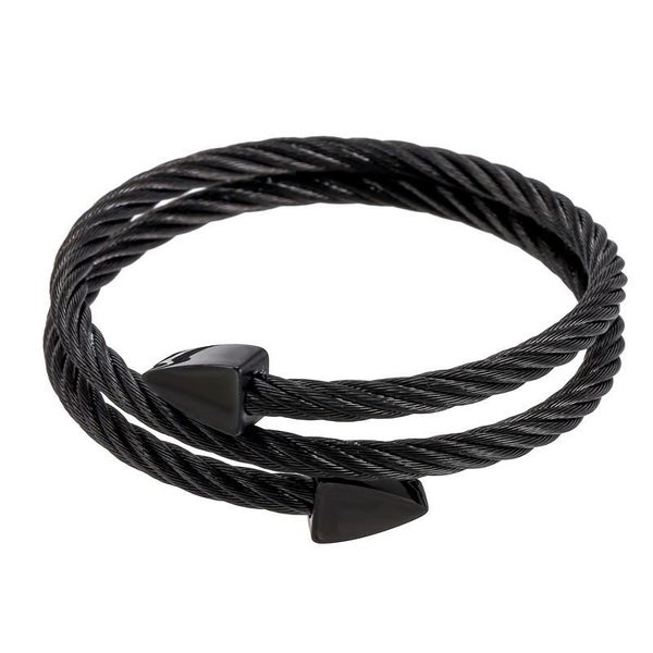 

three layer jewelry stainless steel twisted wire wristband simple fashion arrow punk men women tennis, Golden;silver
