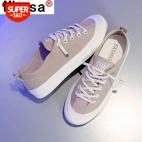

2021 new spring women's comfortable sneakers classic casual cotton canvas shoes white vulcanized #by5v