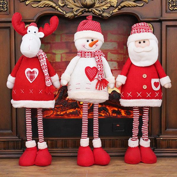 

christmas decorations dolls retractable santa claus snowman elk toys xmas year gift for kid red tree ornament