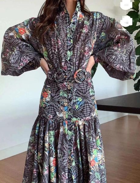 

casual dresses elegant long dress lantern sleeve 2 colors fashion celebrity party beach style plus size xs-xl, Black;gray