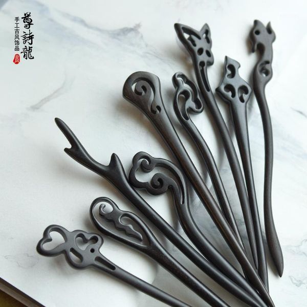 

antique hairpin hair accessories sandalwood classic simple dish han clothing headdress step shake1