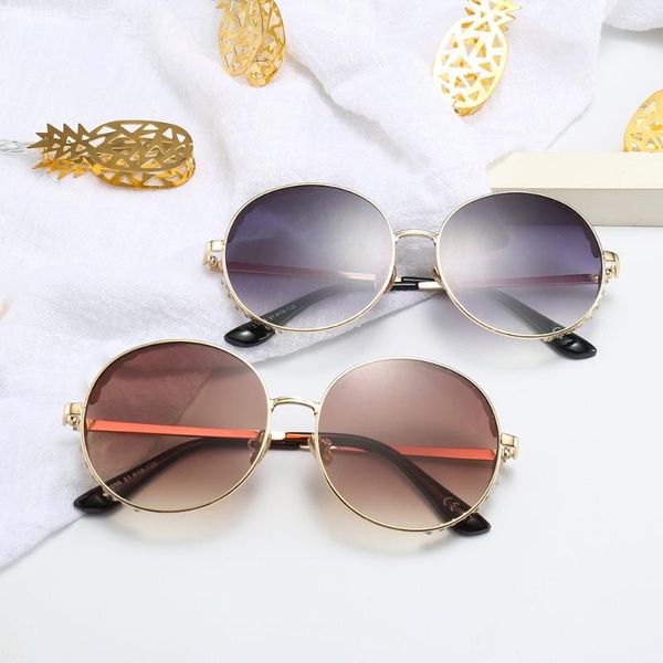 

sunglasses set auger round metal fashion joker street snap hipster, White;black