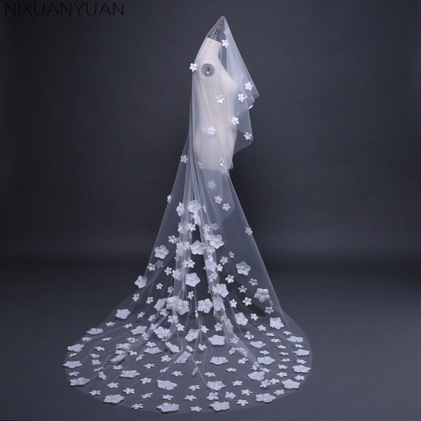 

bridal veils nixuanyuan bride white applique tulle 3 meters veu de noiva long wedding accessories lace veil, Black