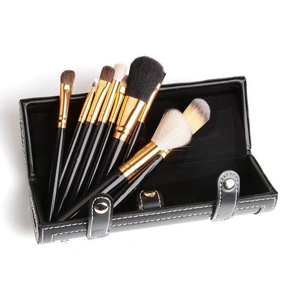 M 9 PCs compõem escovas de pincéis de kit de viagens de beleza de beleza lips de madeira lips de lábios Brush de maquiagem de cosméticos com copo de suporte