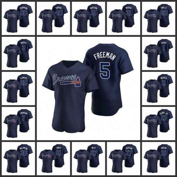 

Baseball Jersey #13 Ronald Acuna Jr 5 Freddie Freeman 3 Dale Murphy Men Women Youth Navy Custom Authentic Alternate Size S- 1118, Nik