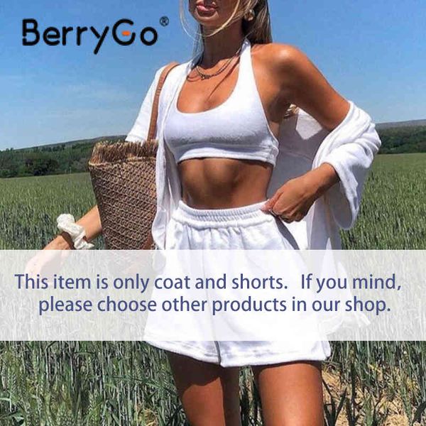 

berrygo two-piece casual solid suit female summer pocket white t-shirt shorts streetwear fashion buttons pink pajamas sets women 210513