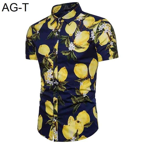 

new men pineapple print shirts boho style blouse slim shirt summer men casual short sleeve beach shirt, White;black