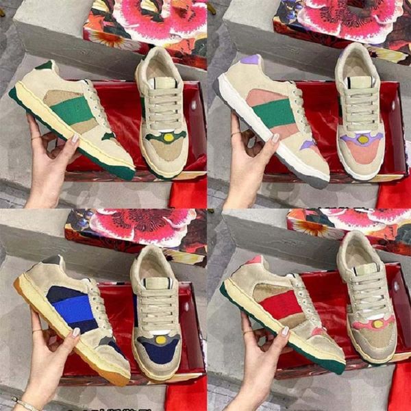 

fashion quality designer shoes woman real leather handmade multicolor gradient technical sneakers men women shoes trainers dq01 001, Black