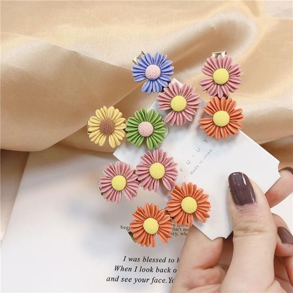 

little daisy color clip headband hairpin candy duck beak bangs broken hair flowers ponytail accessories, Slivery;white