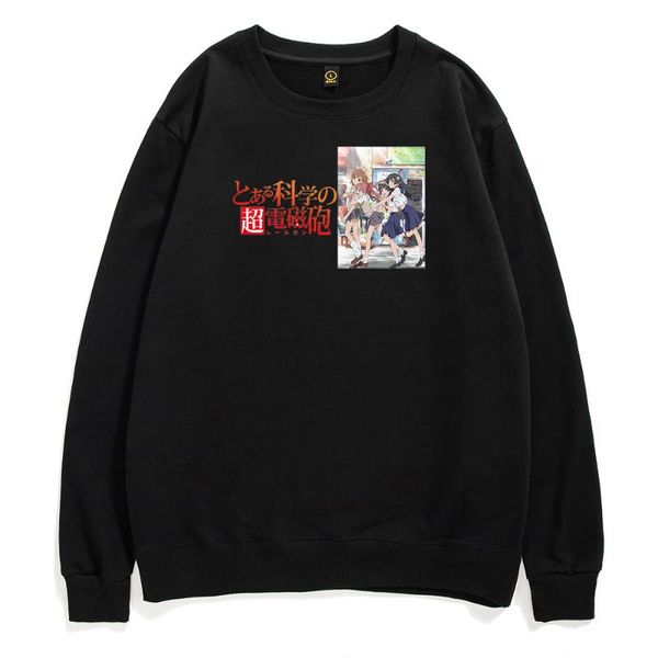 

men's hoodies & sweatshirts anime toaru kagaku no railgun men harajuku japanese manga accelerator misaka mikoto pullover cotton clothes, Black