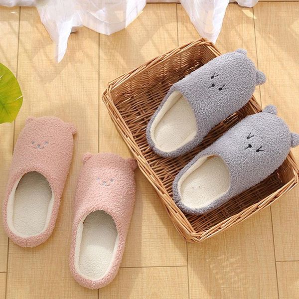 

slippers soft cute cartoon bear anti-skid mute home fluffy wooden floor women indoor warm shoes 2021, Black
