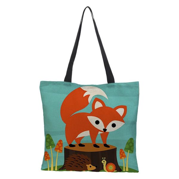 

shopping bags handbag ladies can be customized shoulder bag linen double-sided printing 2021 features custom animal pattern cartoon