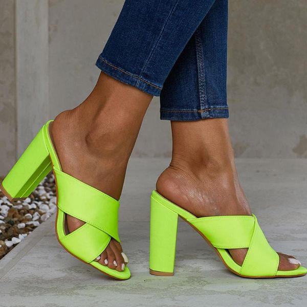 

beach summer shoes nice tide fashion casual women square heeled sandals bar party slipper sandals#525, Black