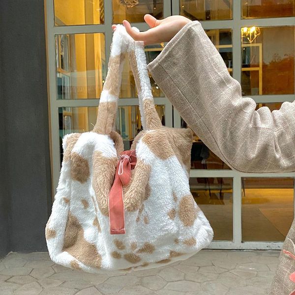 

evening bags cow handbag bucket bag autumn and winter versatile printing soft