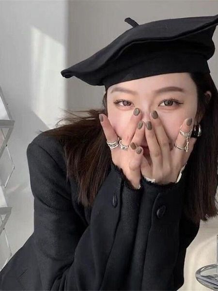 

berets 202107-2508744 fashion street model take po lady beret hat women leisure painter, Blue;gray