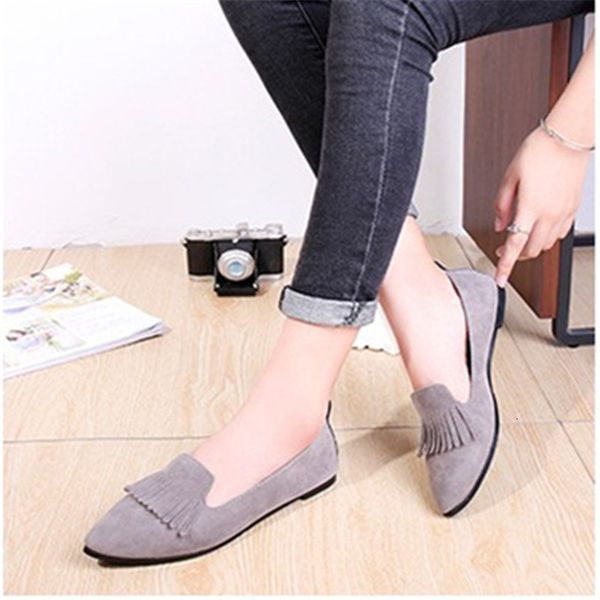 

sandals comfortable women fashion fringe shallow slip-on casual shoes female spring autumn pointed toe flats, Black