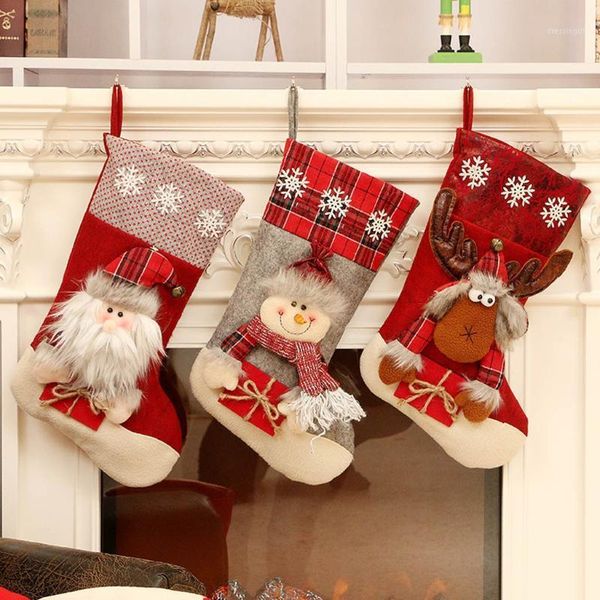 

christmas decorations year stocking sack xmas gift candy bag for home navidad sock tree decorations#w