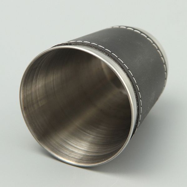 

4pcs/lot 70ml outdoor camping tableware travel cups set picnic supplies stainless steel wine beer cup whiskey mugs pu leather