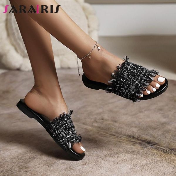 

slippers sarairis 2021 summer female fashion casual women's flat simple beach women outdoor indoor shoes for, Black
