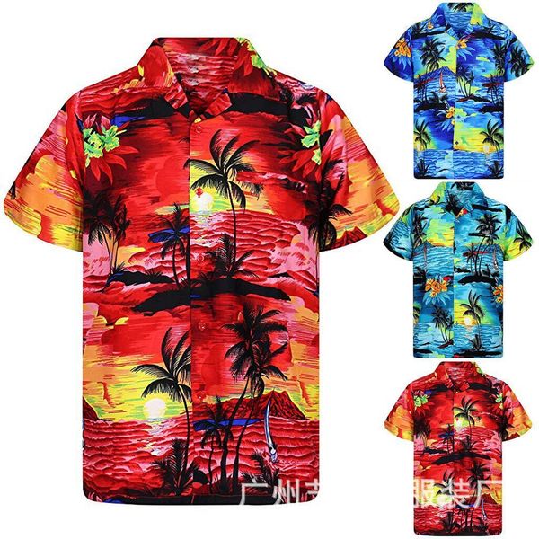 

men's fashion shirts hawaiian casual loose print beach, White;black