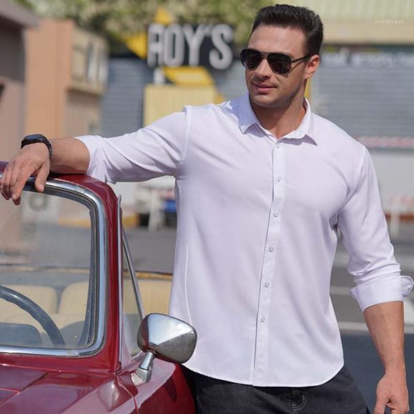

men's dress shirts large big plus size shirt spring autumn solid long sleeve formal business oversized clothing 2021 6xl 7xl 8xl, White;black
