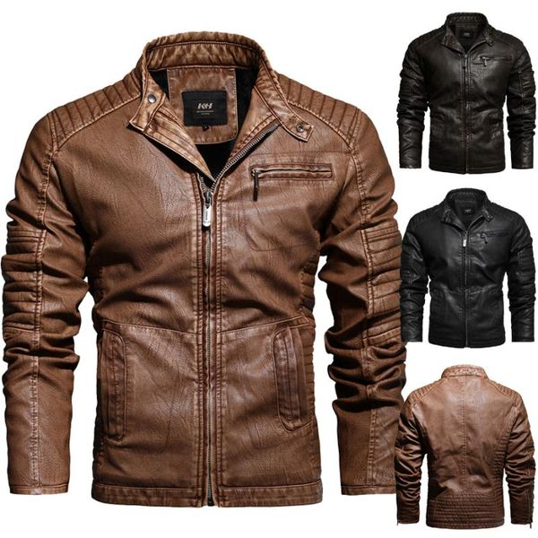 

men's jackets 2021 factory sale mens sports outerwear leather handsome motorcycle casual lining fleece ride biker young leisure coats, Black;brown