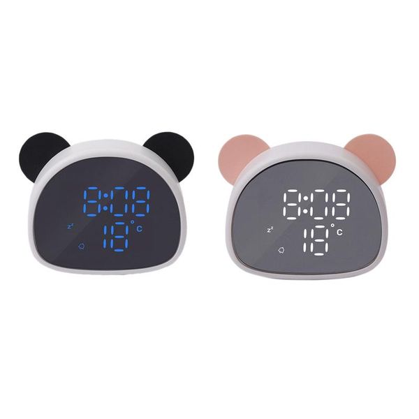 

other clocks & accessories electronic digital alarm clock cartoon panda mirror snooze voice recording home decor for children's gift