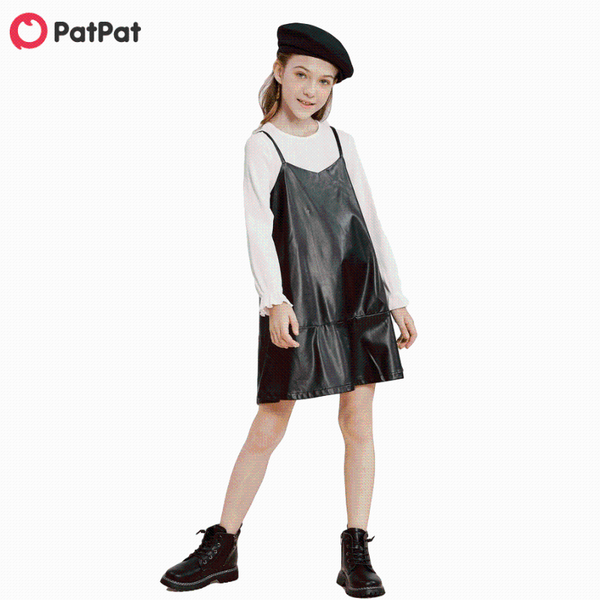 

patpat arrival 2021 spring kid girl two-piece skirt skirt suit trendy kids clothing sets, White