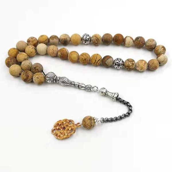 

natural jaspers stone tasbih muslim bracelets man's misbaha gift prayer beads islam jewelry saudi arabia fashion accessories, Golden;silver