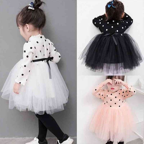 

pudcoco for girl kids dress baby girls long sleeve knit dot lace tutu tulle clothes us, Red;yellow