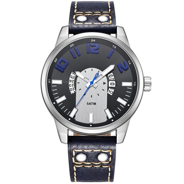 

wristwatches kt2021 alloy case real belt quartz watch sports waterproof men's, Slivery;brown