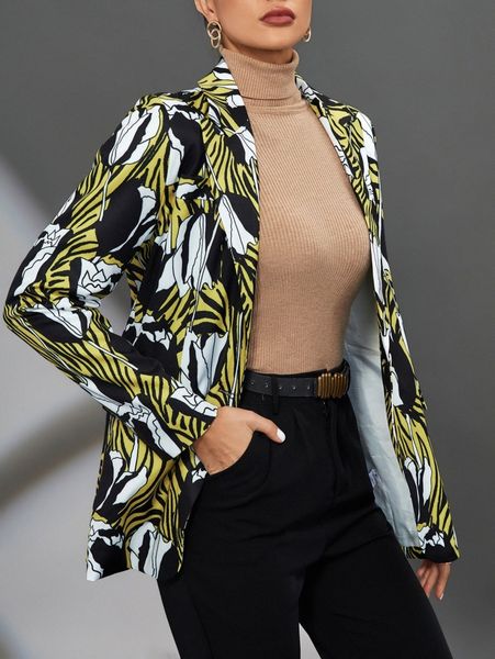 

random allover print blazer t6eo#, White;black