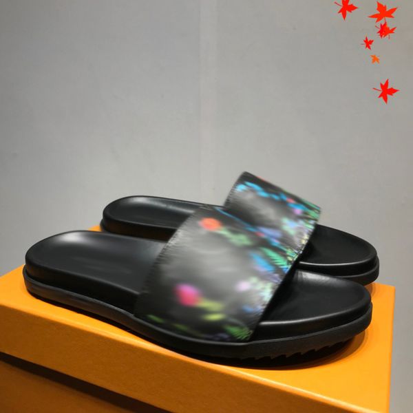 

2021 designer luxurys slippers men sandals fashion beach shoes flip flops flat non-slip classical hole slipper with box size 39-45 -g145, Black