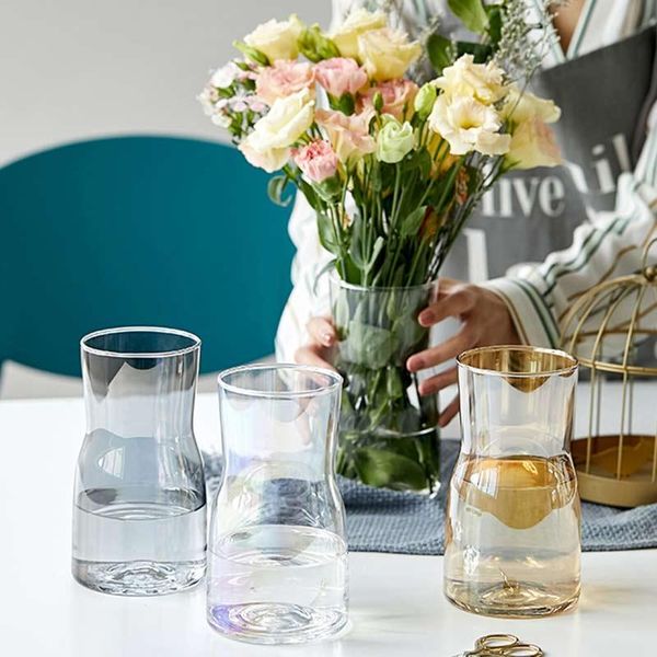 

vases simple colorful glass vase hydroponic plants transparent flower terrarium home decoration deskdried pot
