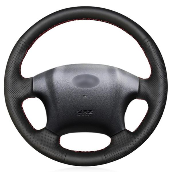 

steering wheel covers black pu faux leather diy hand-stitched car cover for tucson 2006-2014