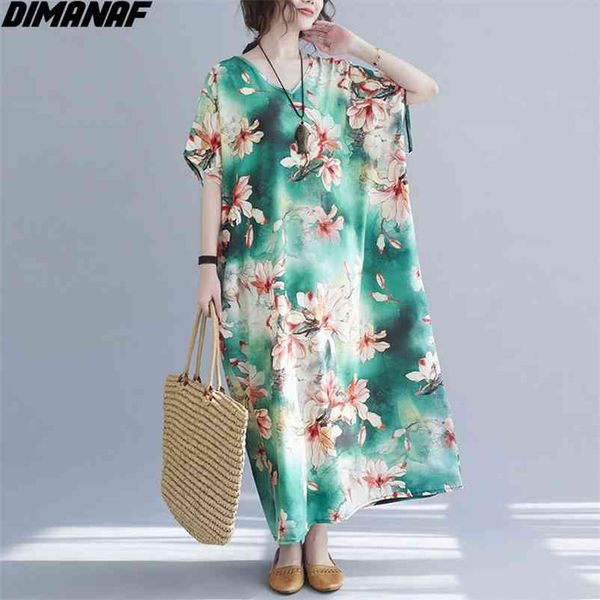 

plus size summer beach dress women lady print style bat vestidos sundress green loose casual oversize 4xl 5xl 210531, Black;gray