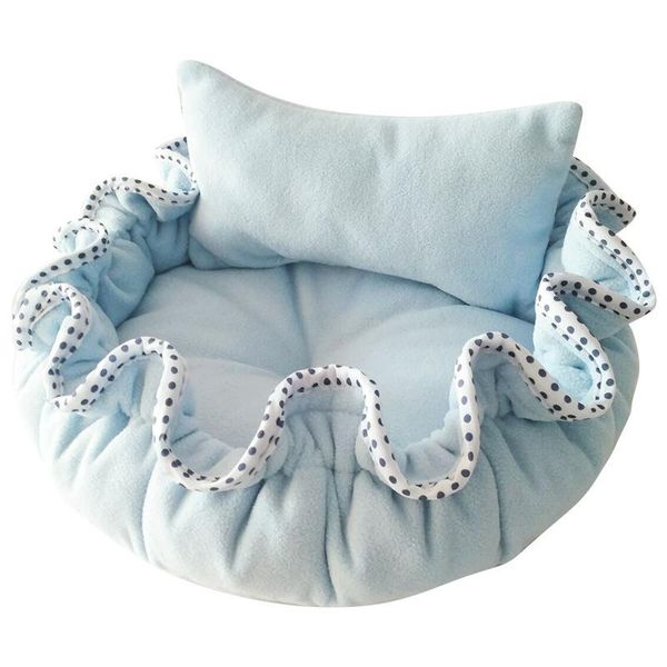 

flower bud shape dog & cat bed with a pillow, hidden drawstring design washable round pet beds mat kennels pens