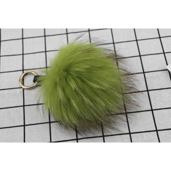 Chaveiros grandes e fofos de 18cm, com penas, bola de pele de raposa real, bolsa, charme, monstro, pompom, amarelo269n