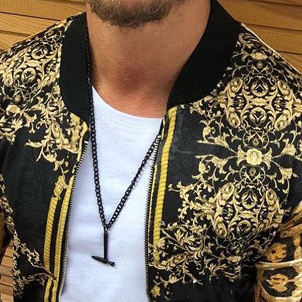 

men's jackets 2021 european and american autumn coat, slim leopard print round collar casual jacket, Black;brown