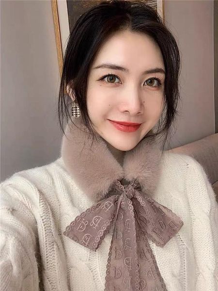 

scarves korean woolen neck women's winter fur collar cute plush versatile warm small scarf protection autumn girl, Blue;gray
