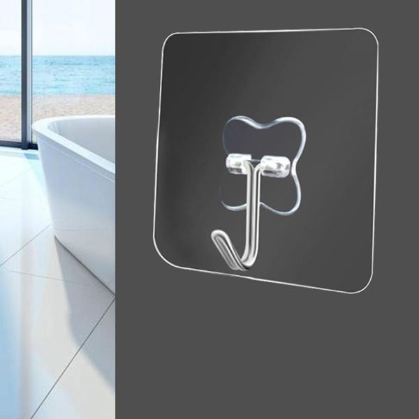 

hook strong plastic transparent suction wall sucker hanger waterproof adhesive heavy load rack 6cm*6cm hooks & rails